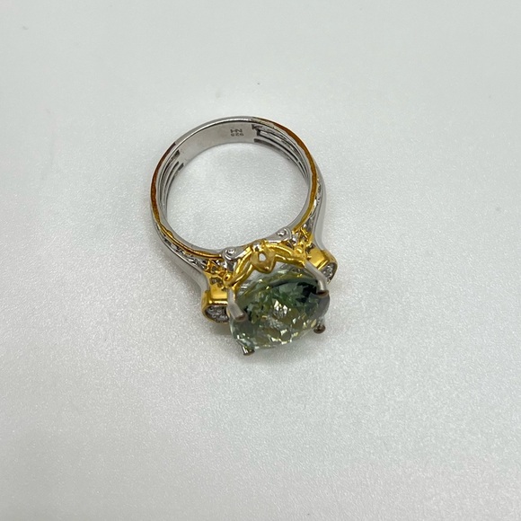 Gems en Vogue Prasiolite and White Gemstone Ring - Picture 3 of 7